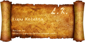 Lupu Koletta névjegykártya
